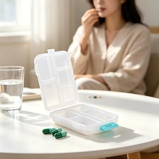 PP Plastic Pill Box, 2-Layer 10 Grid Semi Transparent Packaging Box, Portable Storage Box for Travel and Commuting