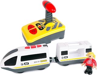 Electric Remote Control Train Toy for Wooden Train Track,Battery Operated Locomotive Train with Magnetic Connector,Compatible with Brio Gift Toys for Kids Toddlers Boys & Girls