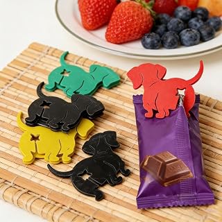4 Packs Cute Resealable Dog Clips for Food Bags, Sealing Clips for Food Storage, Kitchen and Home
