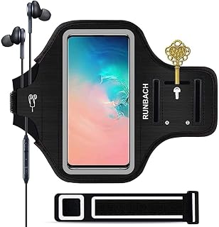 RUNBACH Armband for Samsung Galaxy S26/S25/S24/S23/S22/S21/S20/S10/S9/S8 up to 6.2",Water Resistant Running Exercise Gym Bag with Card Slot and Key Holder (Black)
