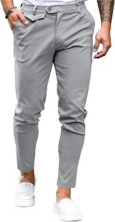 Mens Slim Fit Flat-Front Stretch Slim Tapered Comfortable Casual Solid Pants