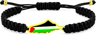 Palestine Map Bracelet, Handmade Rope Adjustable Jewelry, Middle Eastern Faith Gift for Men and Women, Unisex Cultural Bracelet YA5882