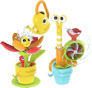Yookidoo Toddler Baby Bath Toy (Ages 1-3) Pour 'N' Grow Pop Up Garden Adventure Set Bundle: Pop-Up Snail & Flower with Watering Can Attach to Any Tub, Great for Boys , Girls , & Kids