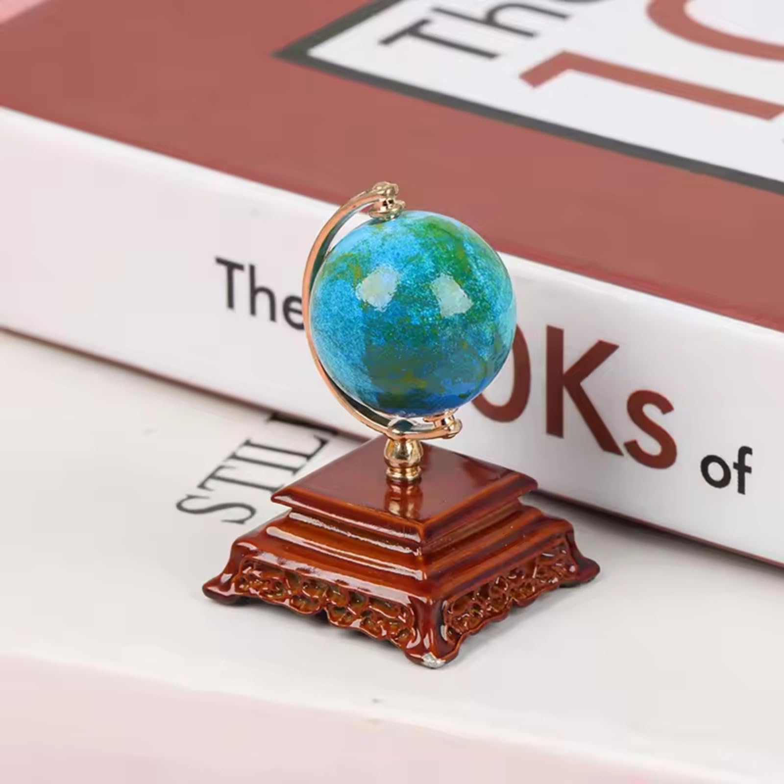 Mini Metal Globe Ornament, 1:12 Scale Mini World Globe for Dollhouse Decoration 