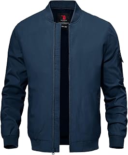 TBMPOY Men's Windproof Bomber Jackets Lightweight Track Jackets Windbreaker Outdoor Golf Fashion Coat
