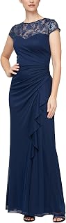 Alex Evenings Women's Long Length A-line Sweetheart Neck Gown with Cap Sleeves, Mother of The Bride, Formal Event Dress