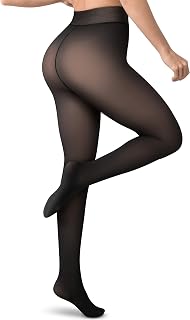 Vosda Women's Fleece-Lined Tights Warm Fake Sheer-Look Pantyhose Leggings