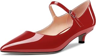 Aachcol Women's Mary Jane Kitten Low Heel Pumps Pointed Toe Slip-on Dress Shoes Party Wedding Office 3.5CM