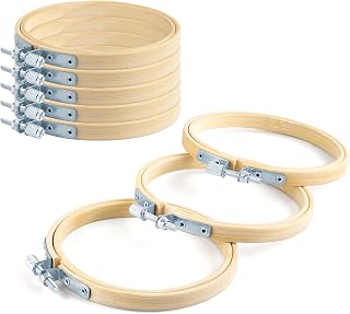 8 Pieces Embroidery Hoops, 3" (8cm) Bamboo Frame Circle Cross Stitch Hoop Ring Embroidery Hoops Set for Embroidery and Cross Stitch