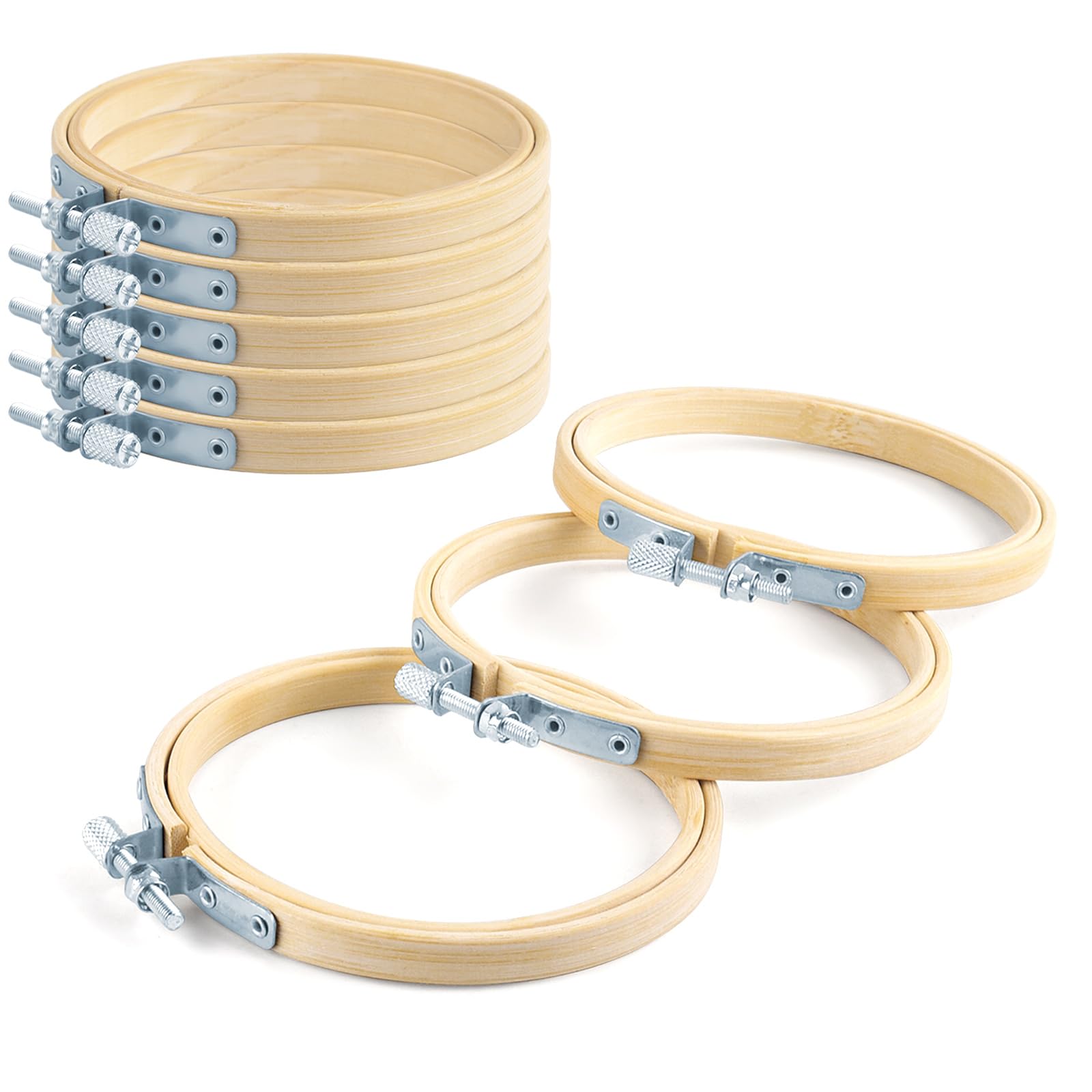 8 Pieces Embroidery Hoops, 3" (8cm) Bamboo Frame Circle Cross Stitch Hoop Ring E