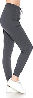 Leggings Depot Womens Relaxed Fit Jogger Pants – Track Cuff Sweatpants with Pockets, Charcoal Grey, Small