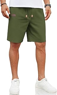 COOFANDY Men's Linen Beach Shorts Casual Drawstring Summer Vacation Shorts