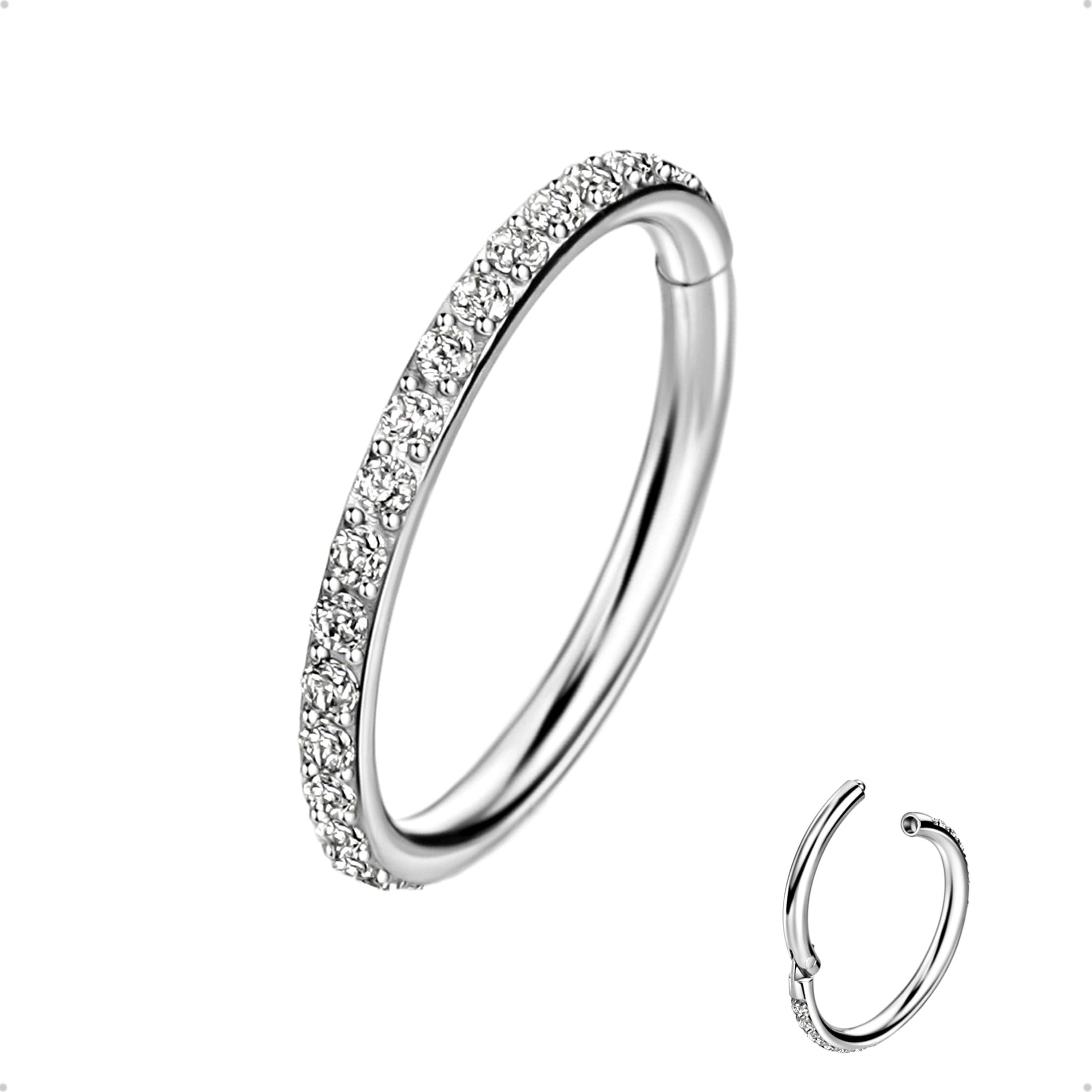 TDEBA Conch Piercing Jewelry, CZ Nose Cartilage Earring helix Rook Hoop | Silver