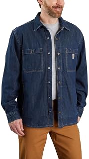 Carhartt Relaxed Fit Denim Fleece Lined Snap-Front Shirt Men's Button Down T-Shirt (Pack of 1)