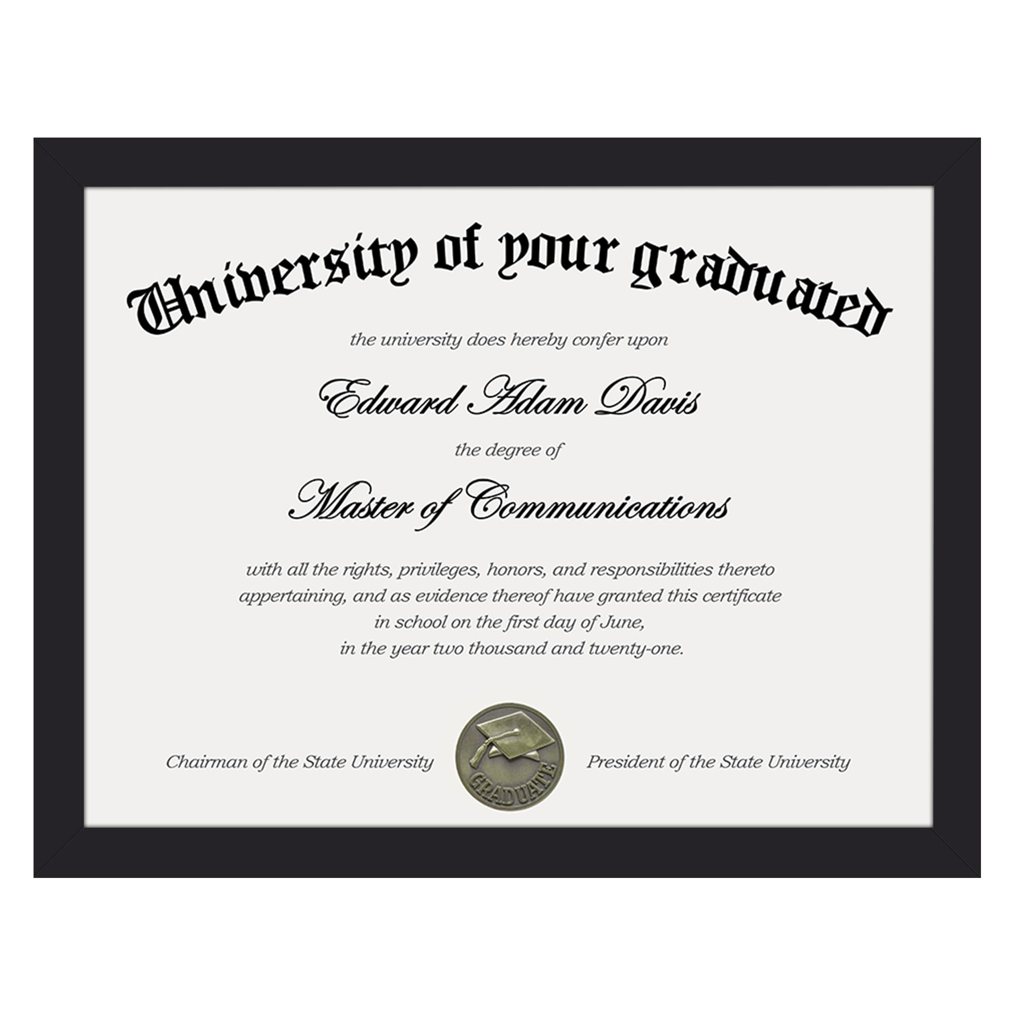 upsimples Certificate Frame, 8.5 by 11 Diploma Frames, 1 Pack, Black | Clear Ple
