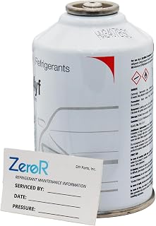 ZeroR® Genuine R1234YF Refrigerant Can for Automotive AC Systems - HFO-R1234YF, SSV Can with Reverse-Thread Design, Included Service Sticker - Compatible with R1234YF Systems - 8 Oz, 1 Can
