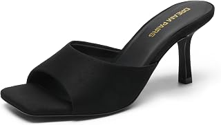 DREAM PAIRS Womens Kitten Heeled Sandals Square Toe Slip On Low Heels Pumps Shoes for Daily Dressy Casual Occasions