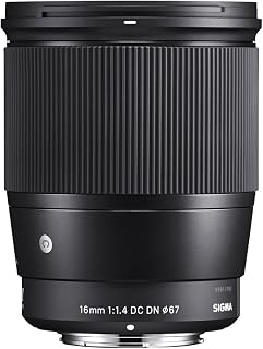 Sigma 16mm f/1.4 DC DN Contemporary Lens for Sony E (402965) Black | f/1.4 aperture with 16mm focal length and stepping motor for vlogging, landscapes and low-light photography