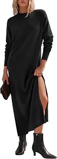 PRETTYGARDEN Maxi abito da donna in maglia, casual, a maniche lunghe