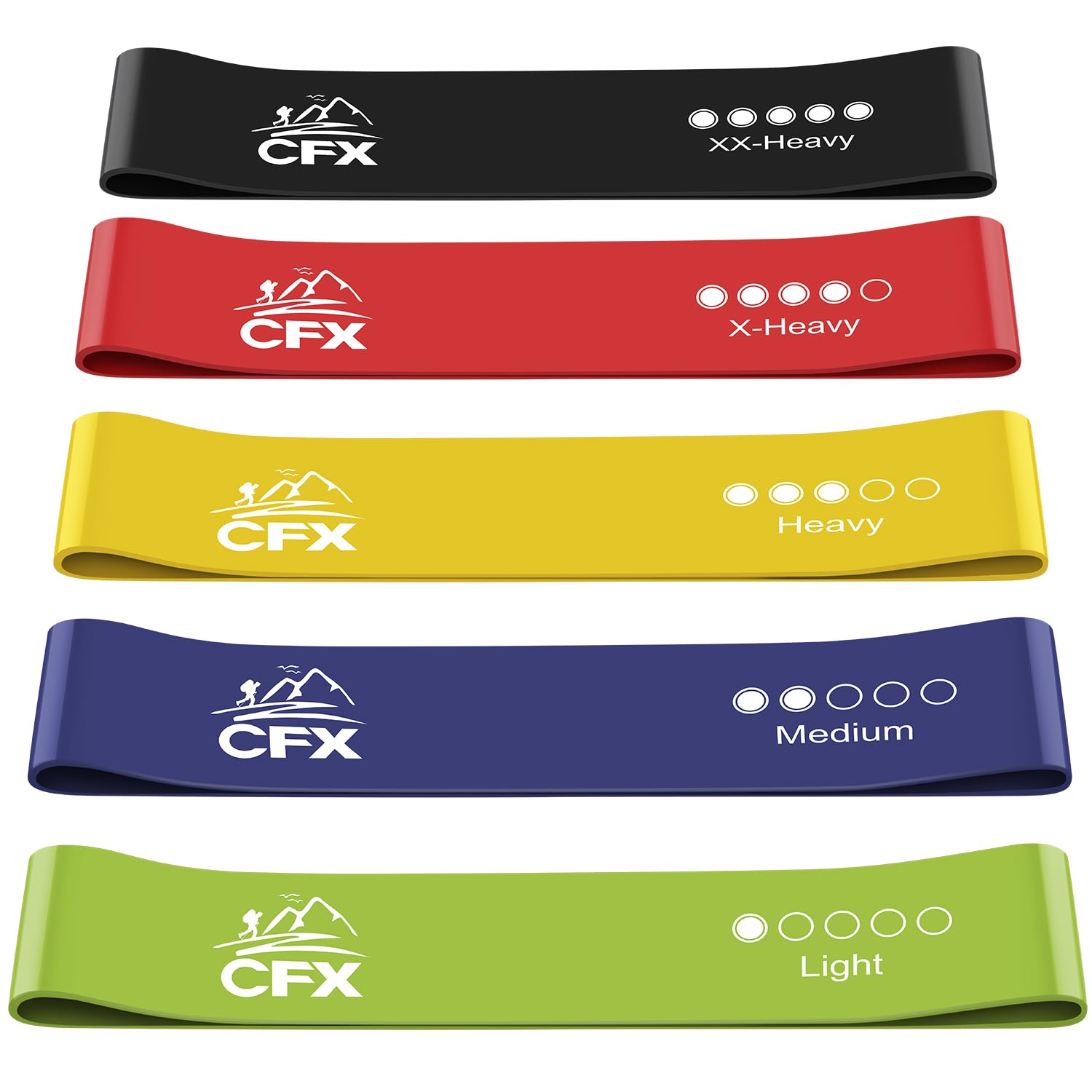 CFX Resistance Bands, Exercise Bands Skin-Friendly with 5 Different Strength Lev