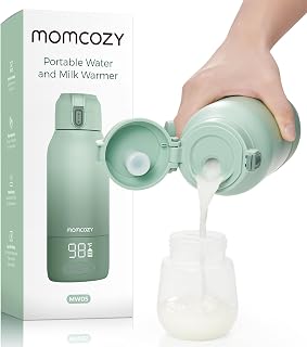 Momcozy Portable Bottle Warmer for Breast Milk, Baby Travel Essentials | Fast Heating with Nutrients Preserved, Precise Temp Control, Dual Heating Modes for Breast Milk & Water, 17OZ Large Capacity