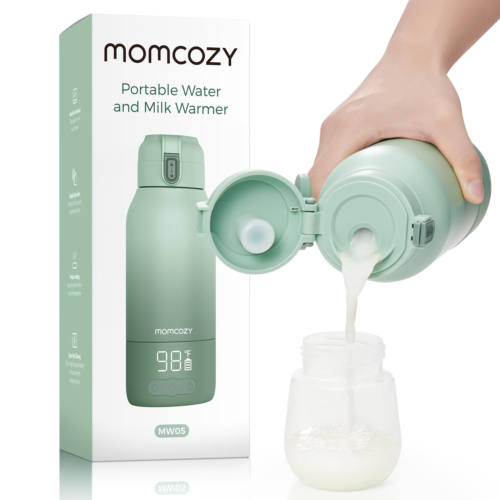 Momcozy Portable Bottle Warmer for Breast Milk, Baby Travel Essentials | Fast He