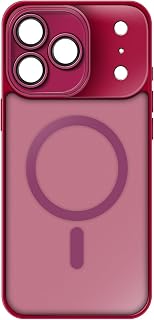 iPhone 17 Pro Case, Compatible with MagSafe Wireless Charging Anti-Yellowing Military Grade Drop Protection Magnetic Frosted Translucent Shockproof Phone Case - Red