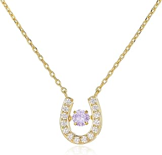 ARSIS Horseshoe Necklace, Women's, 18K Gold Plated, Birthstone Color, Cubic Zirconia, Lucky Motif, Adjustable Amulet Pendant, Stackable, Original Design, Valentine's Day, White Day, Return for School