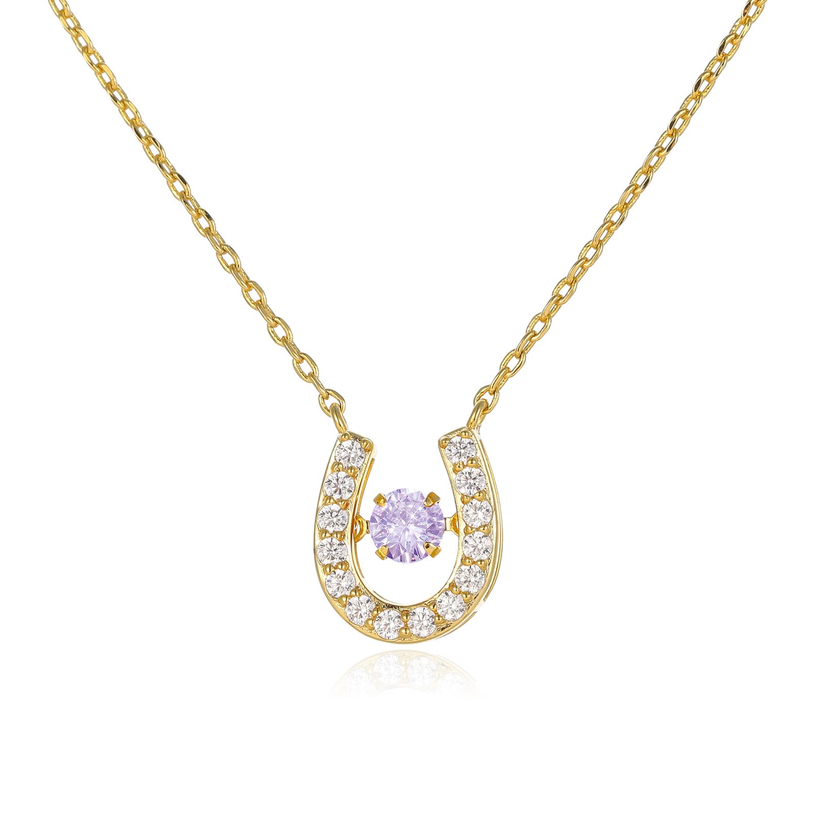 ARSIS Horseshoe Necklace, Women's, 18K Gold Plated, Birthstone Color, Cubic Zirc