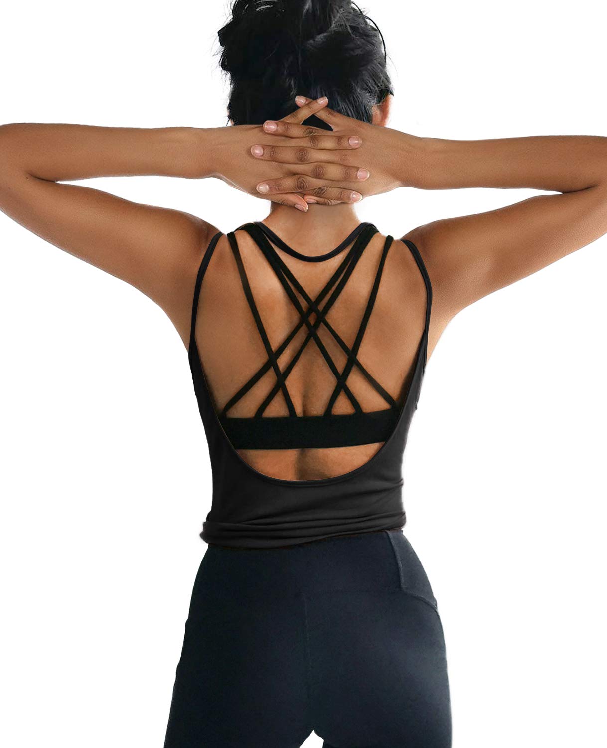 OYANUS Women Summer Workout Tops Sexy Backless Yoga Shirts Open Back Activewear 