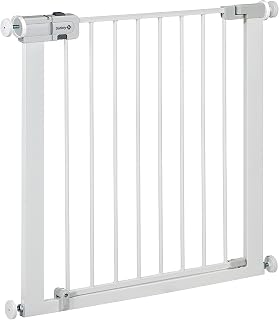 Safety 1st SecureTech Gate, Baby Stair Gate 73–80 cm, White | Easy-Closing Baby Safety Gate, Expands up to 136cm, One-Hand Opening, No-Screw Installation (No Drilling), Double Lock System