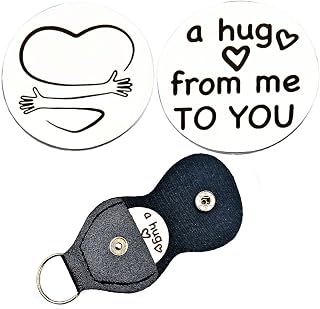 Inspirational Gift Pocket Token Keychain Long Distance Relationship Stainless Steel Leather Pocket Tokens