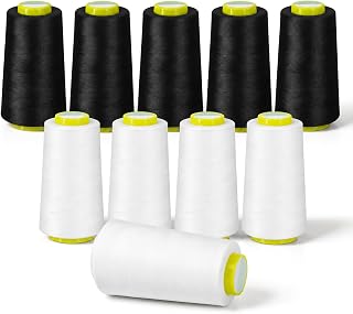 10 PCS Polyester Sewing Thread Cones 40S/2 3000 Yards All Purpose Serger Thread for Sewing, Overlock, and Bag Closing Machines