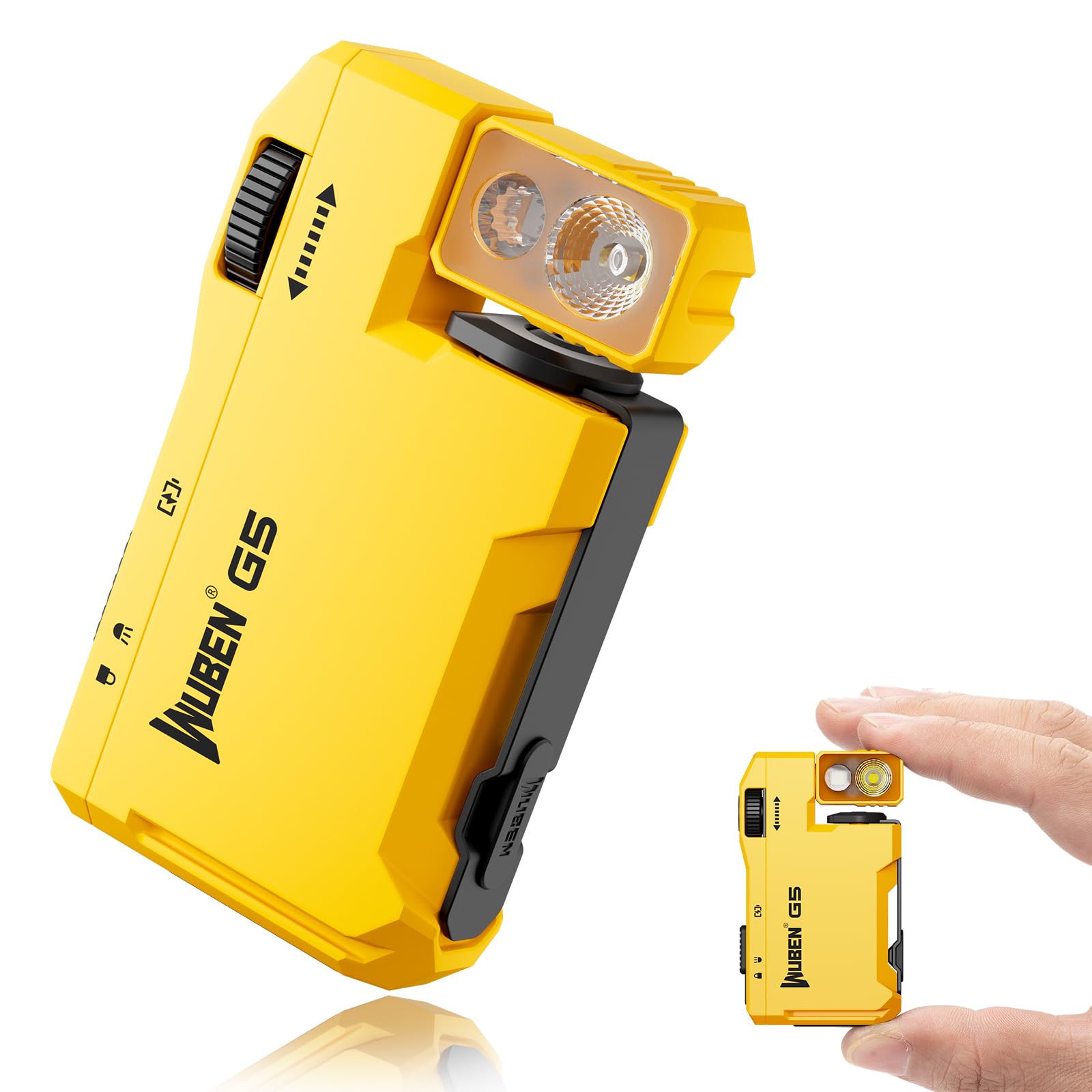 WUBEN G5 EDC Rechargeable Flashlight, 400 Lumens RGB Dual Light Source Mini Magn