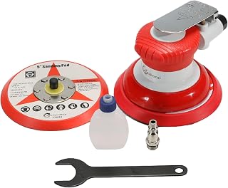 Air Random Orbital Sander, 5inch Dual-Action Sander with Hook & Loop Backing Pads, Pneumatic Palm Sander for Auto body,Metal,Woodworking