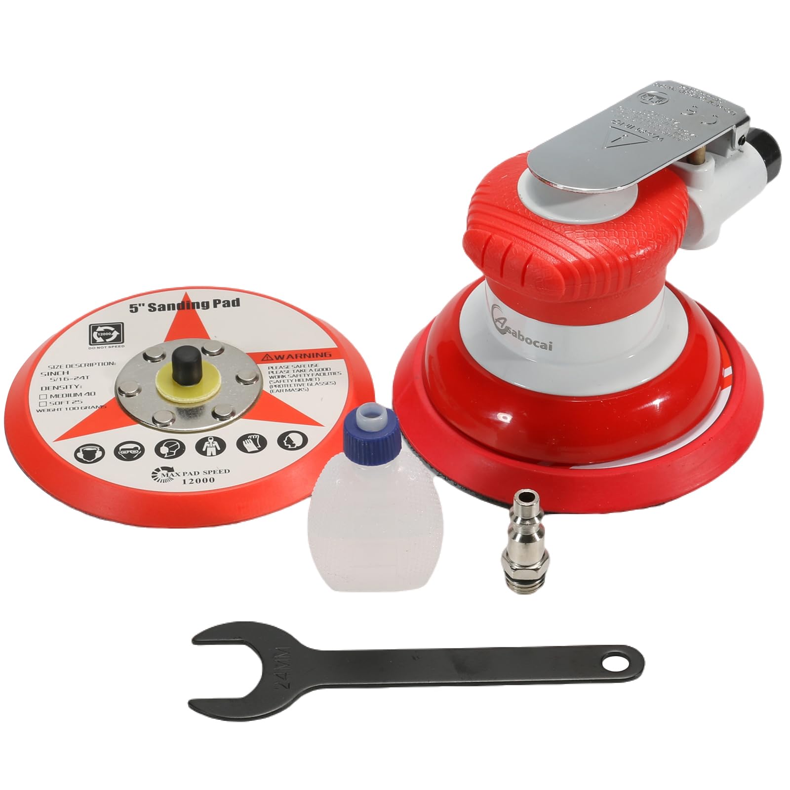 Air Random Orbital Sander, 5inch Dual-Action Sander with Hook & Loop Backing Pad