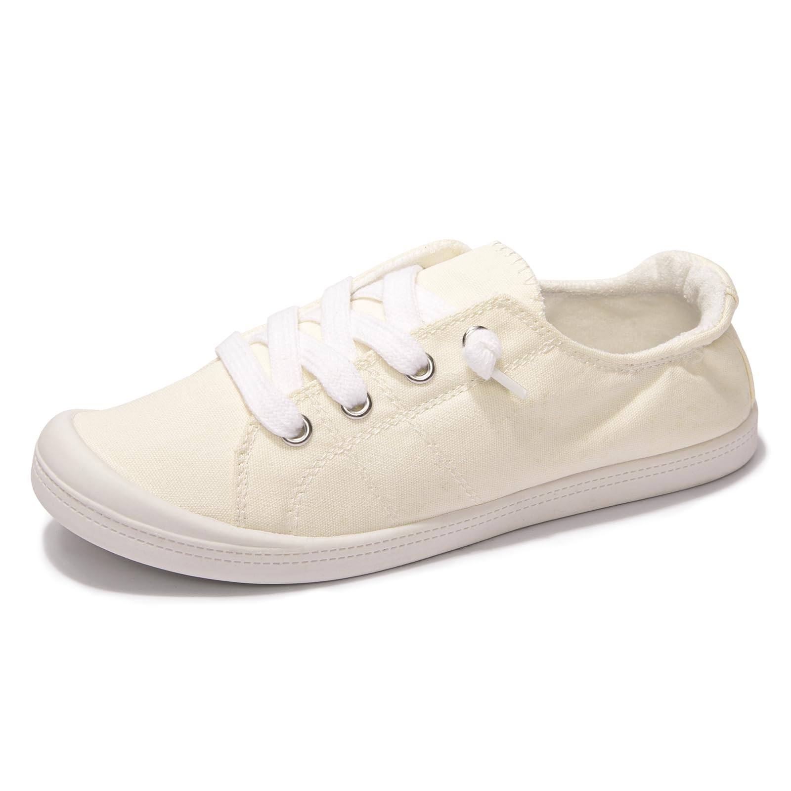 Womens Low Top Canvas Slip-On Sneakers Classic Walking Shoes Comfortable Flat Fa