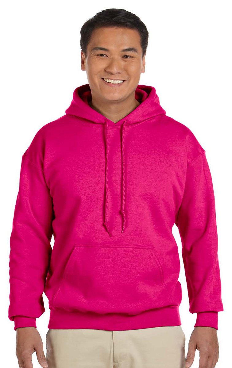 Gildan Men's Heavy Blend Drawcord Hooded Sweatshirt, Safety Pink