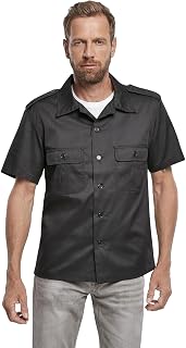 Brandit Individual Wear Men's Worker Durable Straight-Cut Button Down Short Sleeve Shirt with Shoulder Boards & Chest Pockets