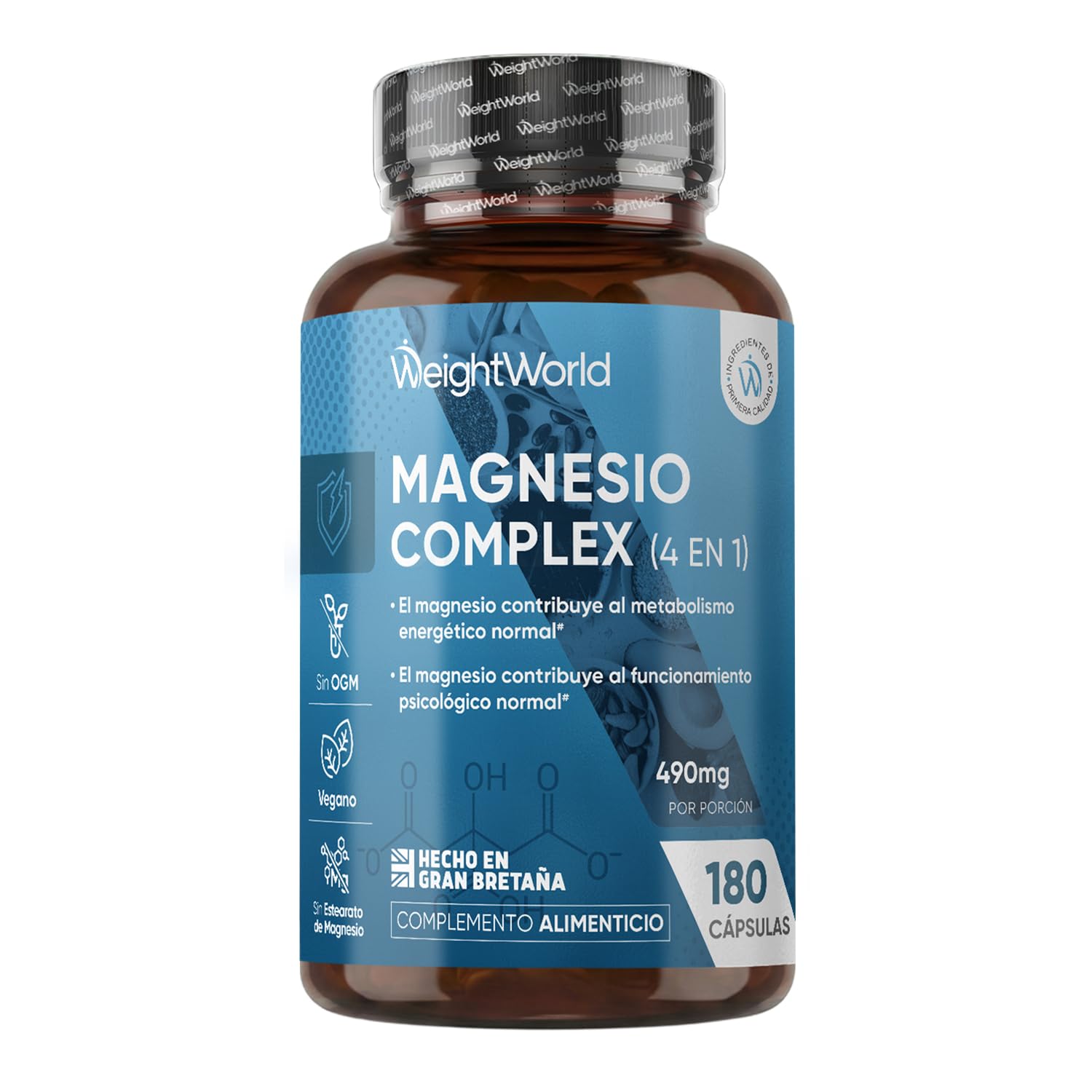 Magnesium Complex 1700mg, 180 Vegan Capsules, 400mg Elemental Magnesium | 3 Mont