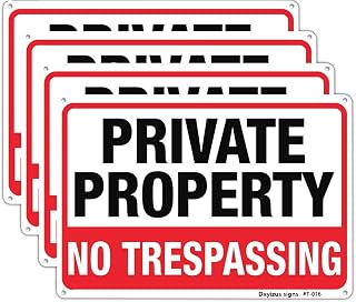 Large No Trespassing Signs Private Property Metal Sign 10x14 Inch Rust Free Aluminum,UV Ink Printing,Durable/Weatherproof Up to 7 Years Outdoor for Yard, Fence, Gate, Farm, Driveway, and Home (4 Pack)
