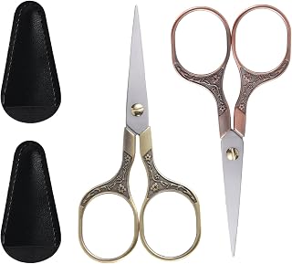 2pcs Embroidery Scissors, Vintage Precision Small Sewing Scissors with PU Sheath for Crocheting Needlework Arts & Crafts DIY