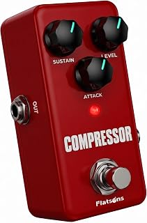 Flatsons FCP-2 Compressor Pedal – Sustain/Attack/Level, True Bypass | Mini Analog Compression Effect Pedal for Electric Guitar and Bass,Metal Housing,Adapter is NOT included