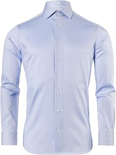 Vincenzo Boretti Men's Shirt Cuff Non-Iron 100% Cotton Regular Fit Plain
