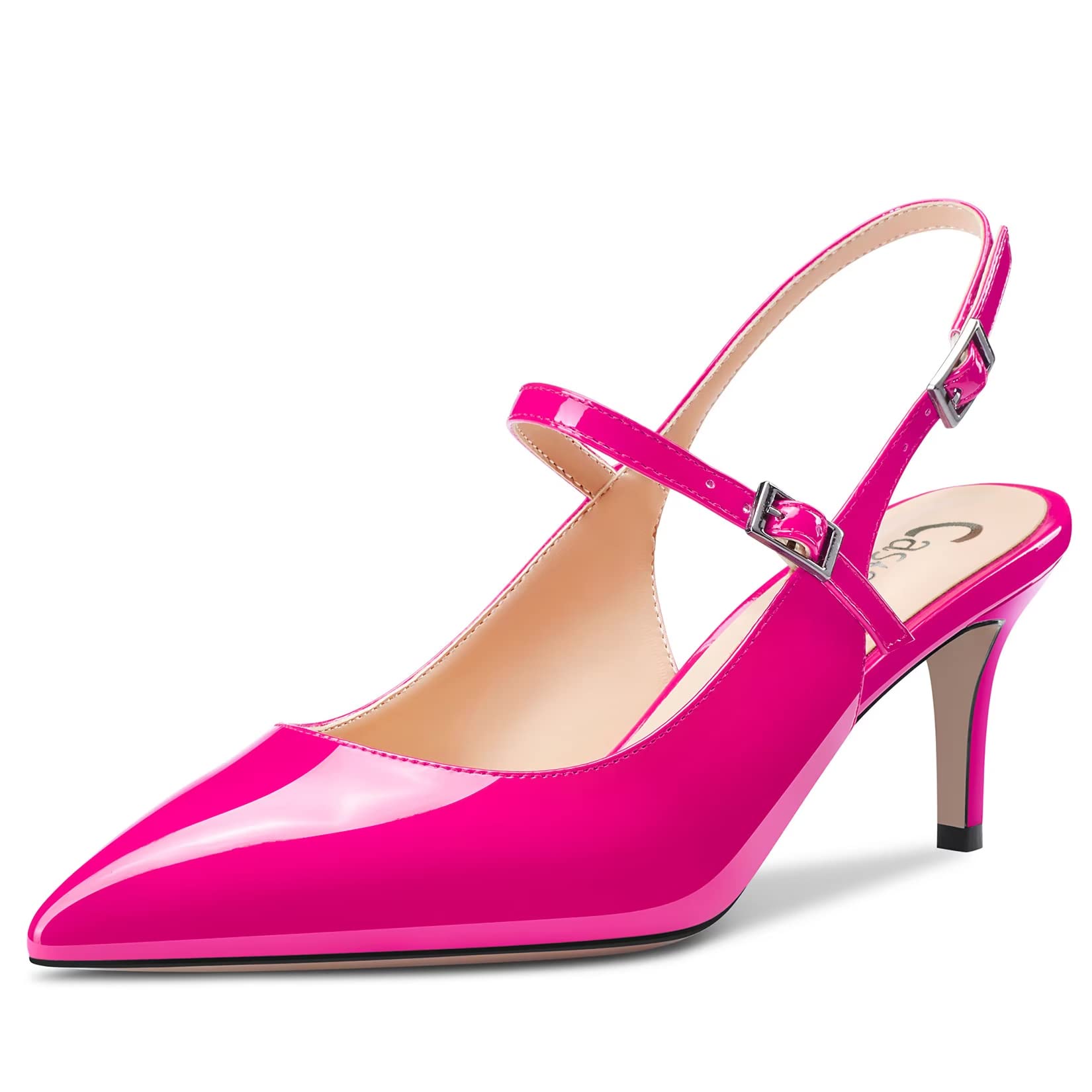 Castamere Zapatos de tacón medio para mujer, con puntera puntiaguda, con tirante