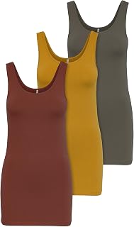 ONLY Set of 3 Tops for Women Basic Tank Tops White, Black, Grey, Blue, Cream T-Shirt Long Woman Summer T-Shirts 15201465