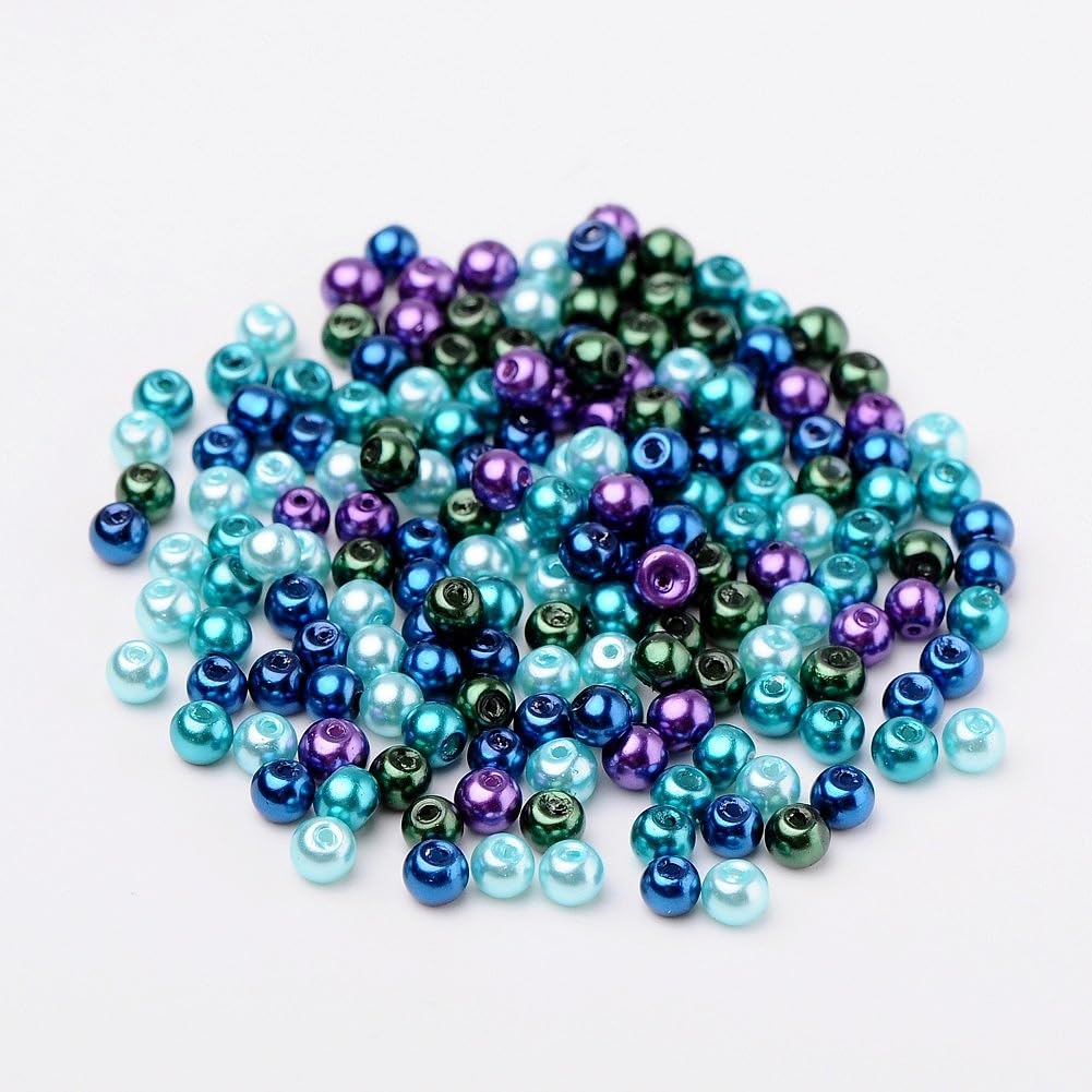 400pcs 4mm Round Glass Pearl Beads for Jewelry Making Mini Spacer Loose Beads fo