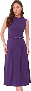 Allegra K Women Work A-Line Sleeveless High Waist Business Office Dress