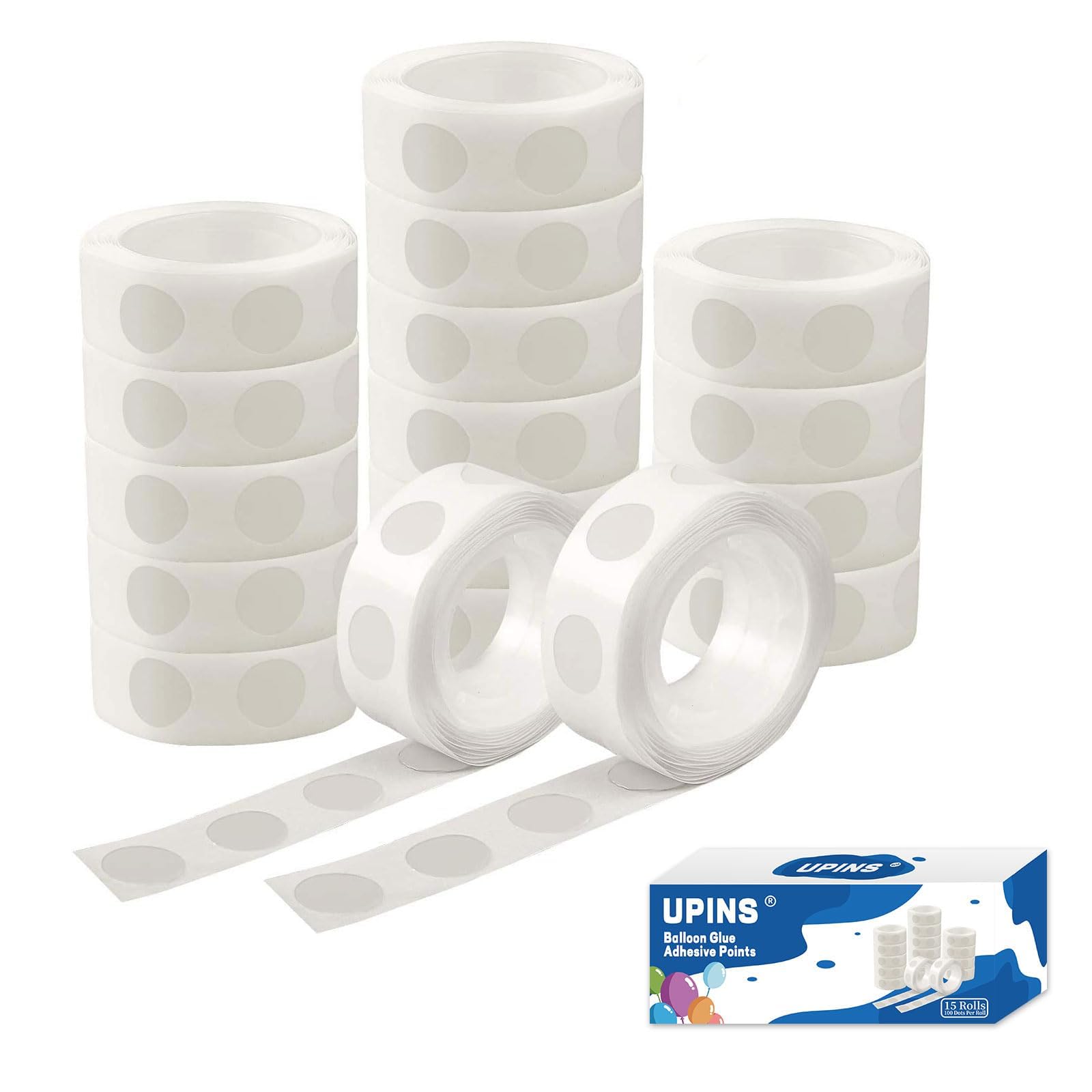 UPINS 1500 Pcs Point Dots Balloon Glue Removable Adhesive Point Tapes | 15 Rolls