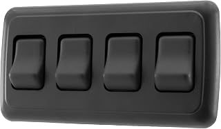 American Technology Components Quad SPST On-Off Switch with Bezel, 12-Volt, for RV, Trailer, Camper (Black)